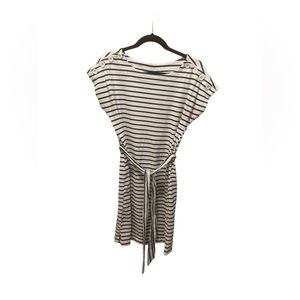 Maternity dress/ white with navy blue stripes